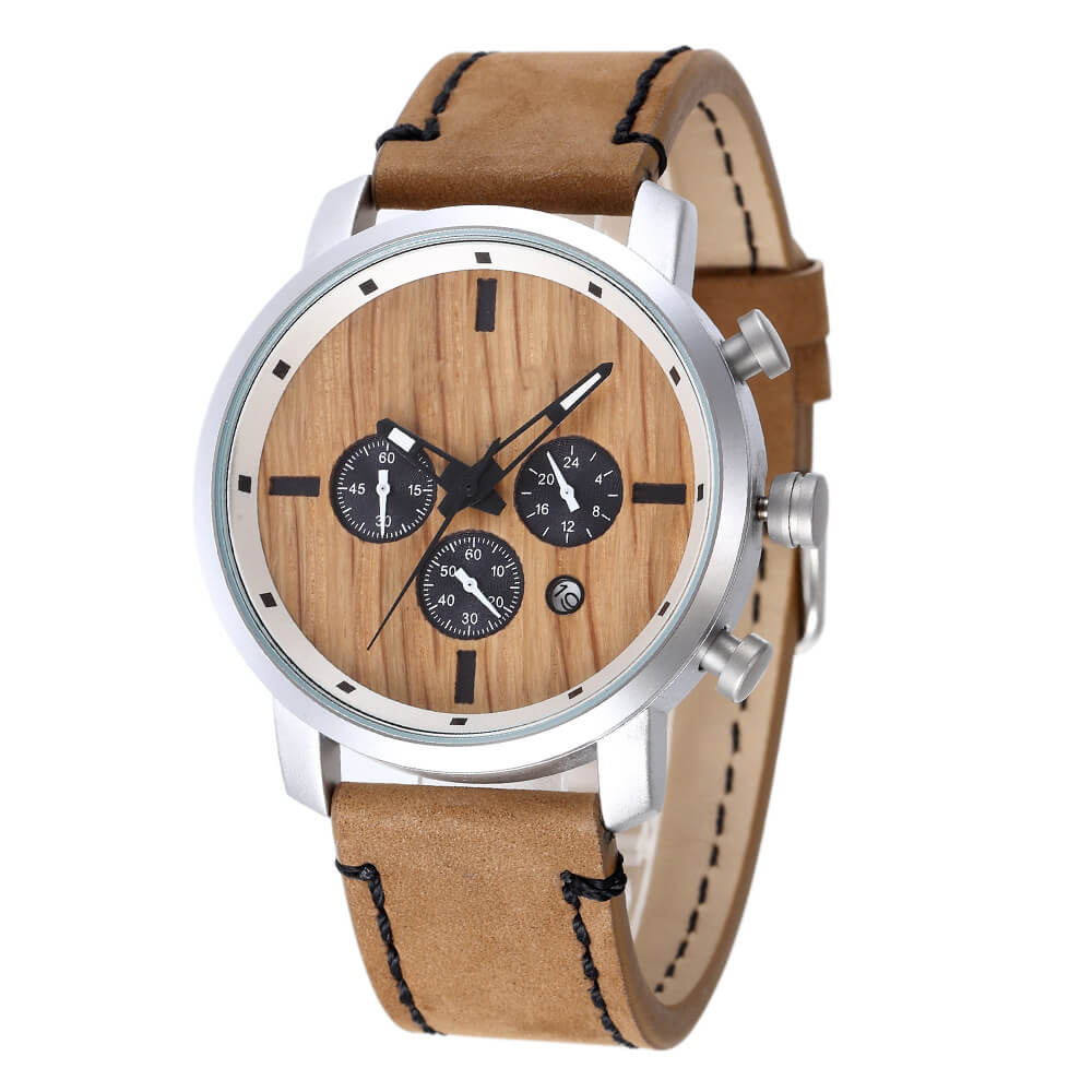 Men Watch Alloy Leather Wood - WoodCraft4You