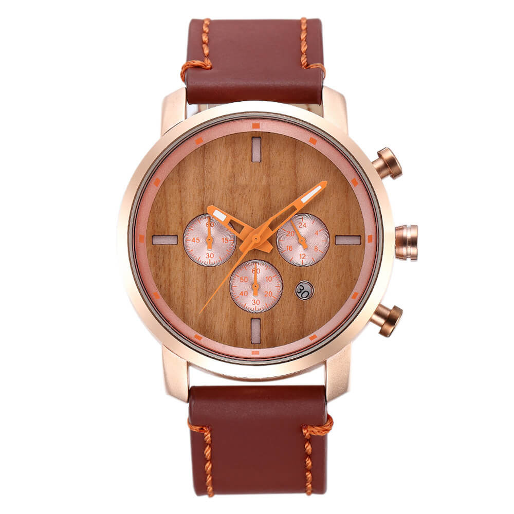 Men Watch Alloy Leather Wood - WoodCraft4You