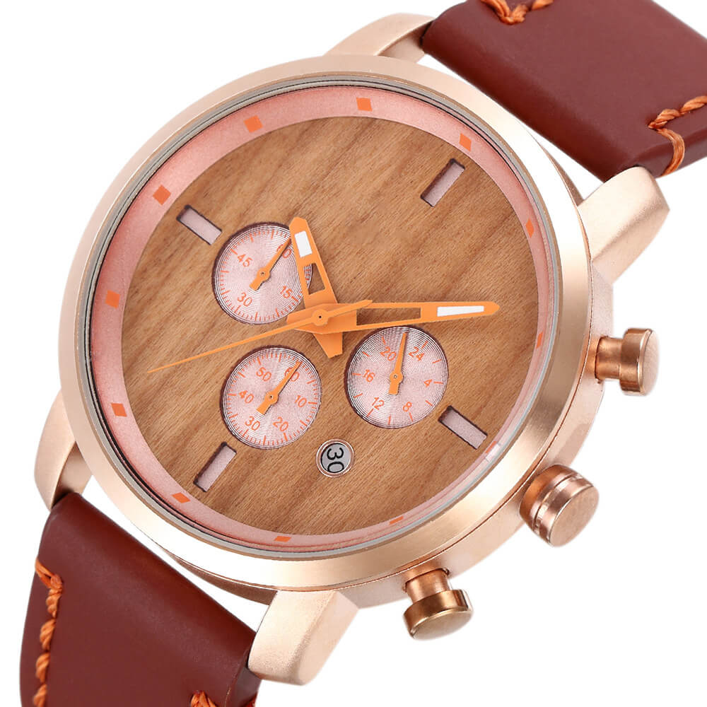 Men Watch Alloy Leather Wood - WoodCraft4You