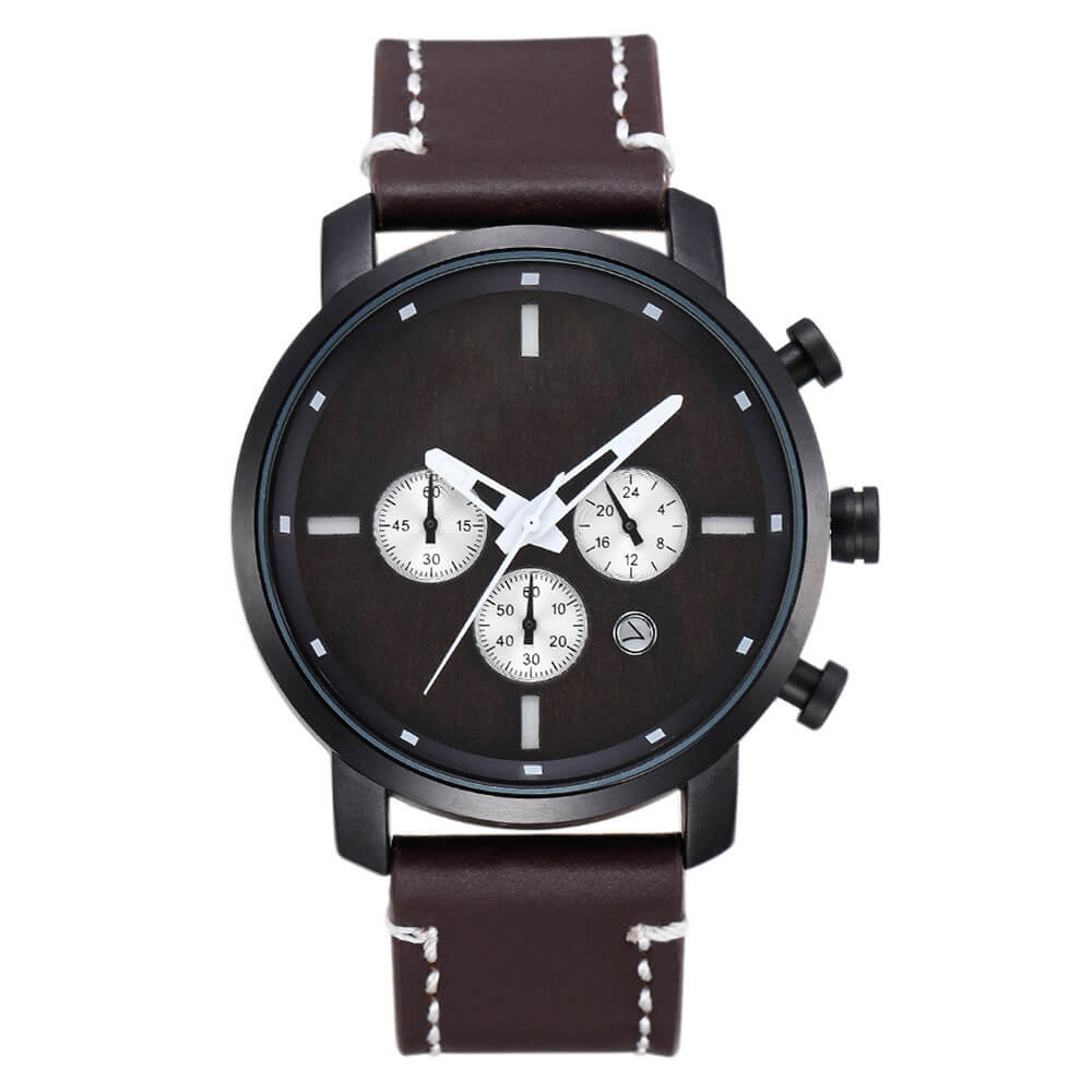 Men Watch Alloy Leather Wood - WoodCraft4You