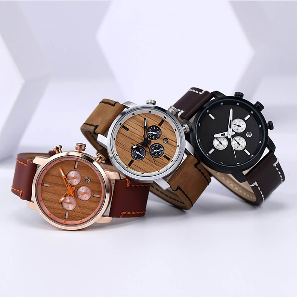 Men Watch Alloy Leather Wood - WoodCraft4You