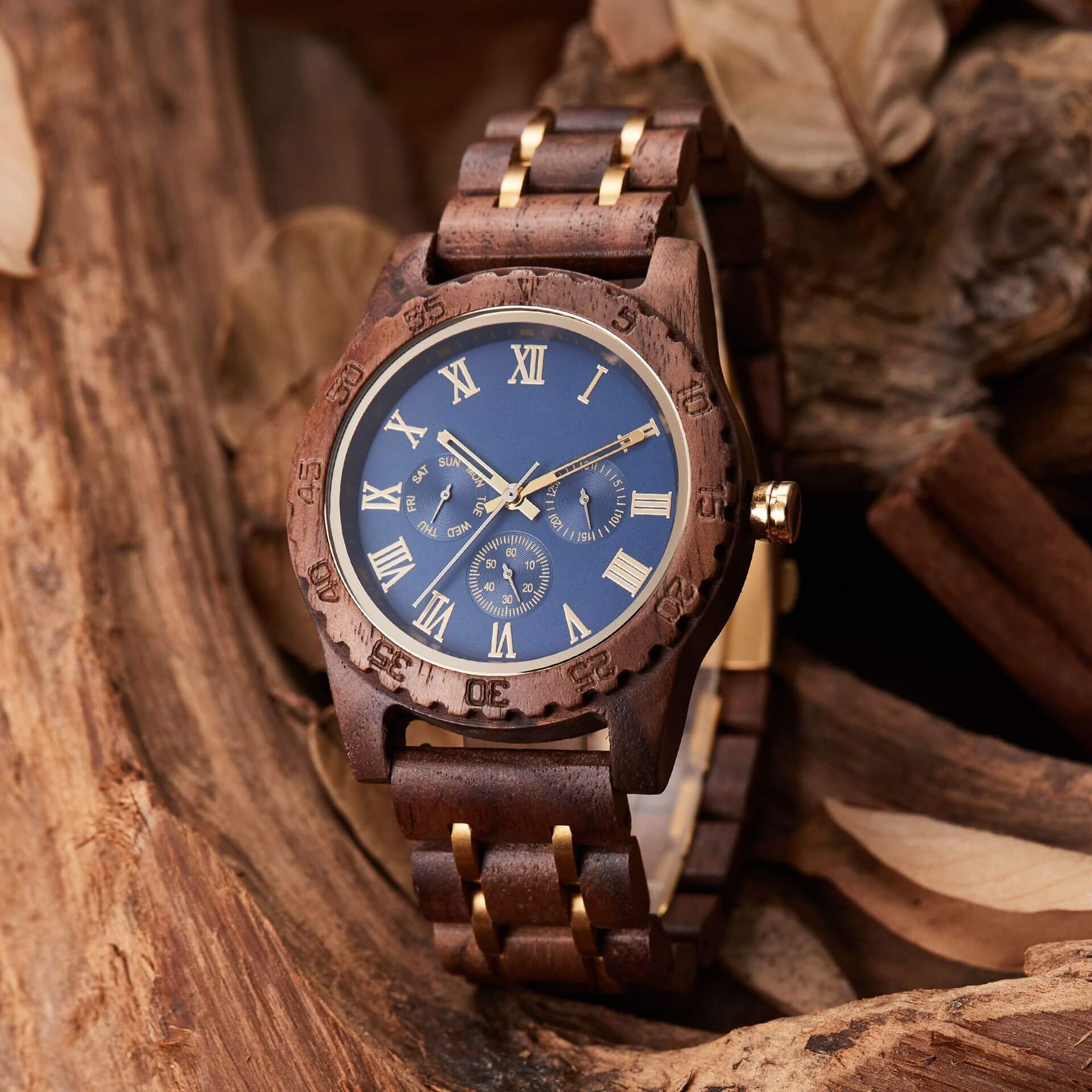 Men's Watch Walnut Gold - WoodCraft4You