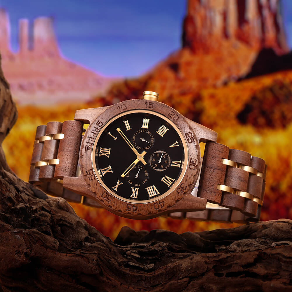 Men's Watch Walnut Gold - WoodCraft4You