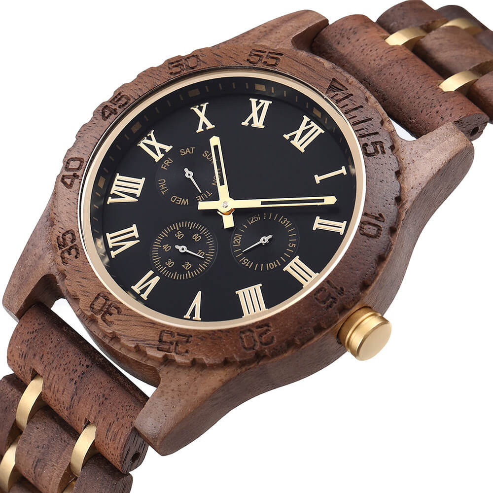 Men's Watch Walnut Gold - WoodCraft4You