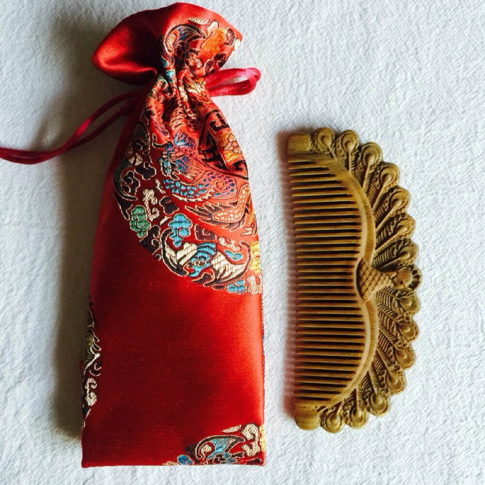 Peacock Hair Comb Sandalwood - WoodCraft4You