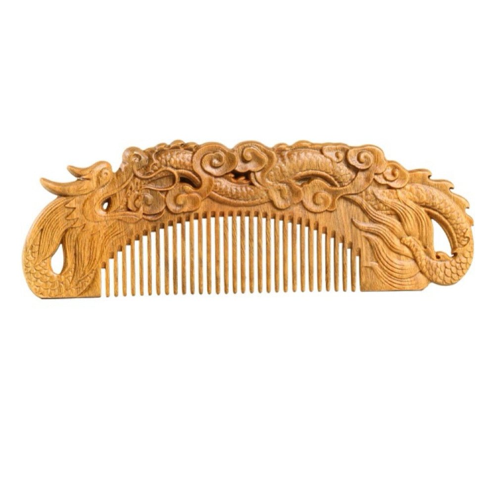 Sandalwood Comb Auspicious Dragon - WoodCraft4You