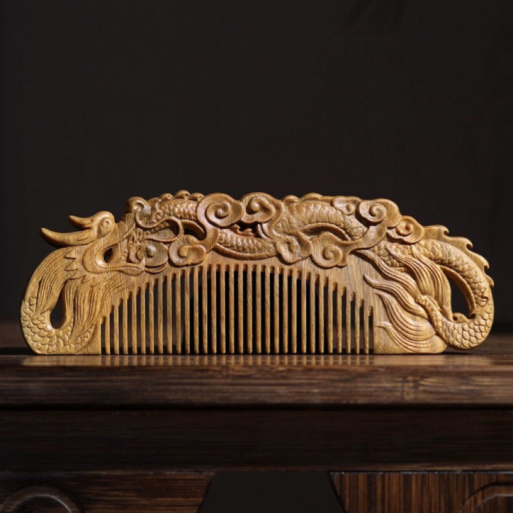 Sandalwood Comb Auspicious Dragon - WoodCraft4You