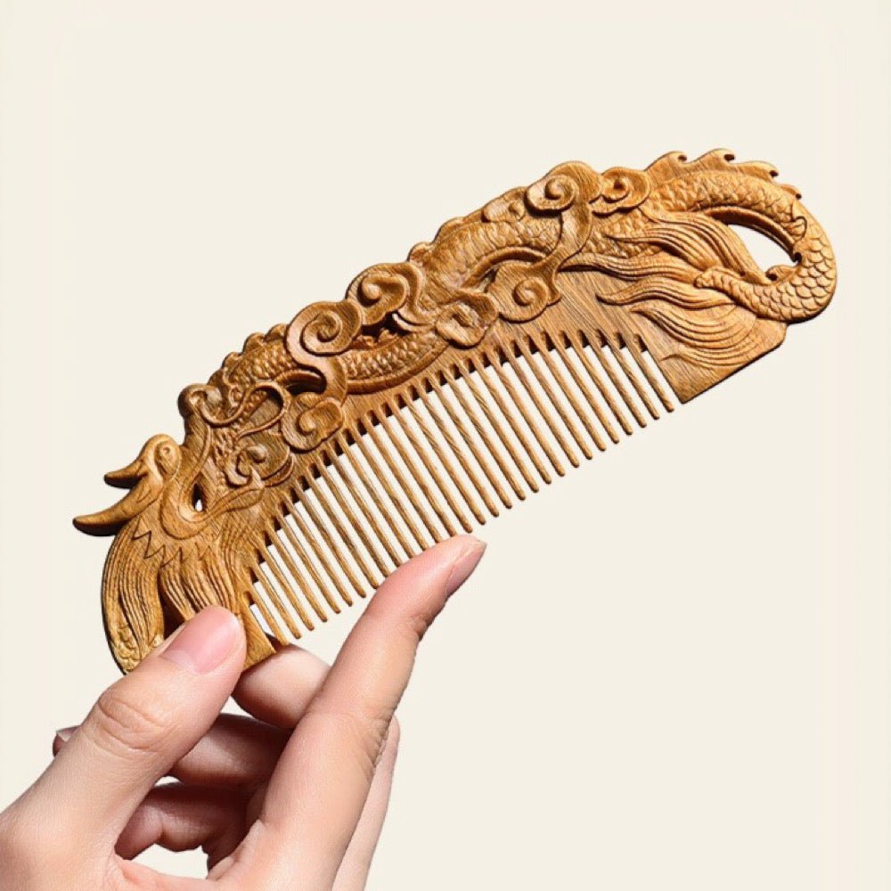 Sandalwood Comb Auspicious Dragon - WoodCraft4You