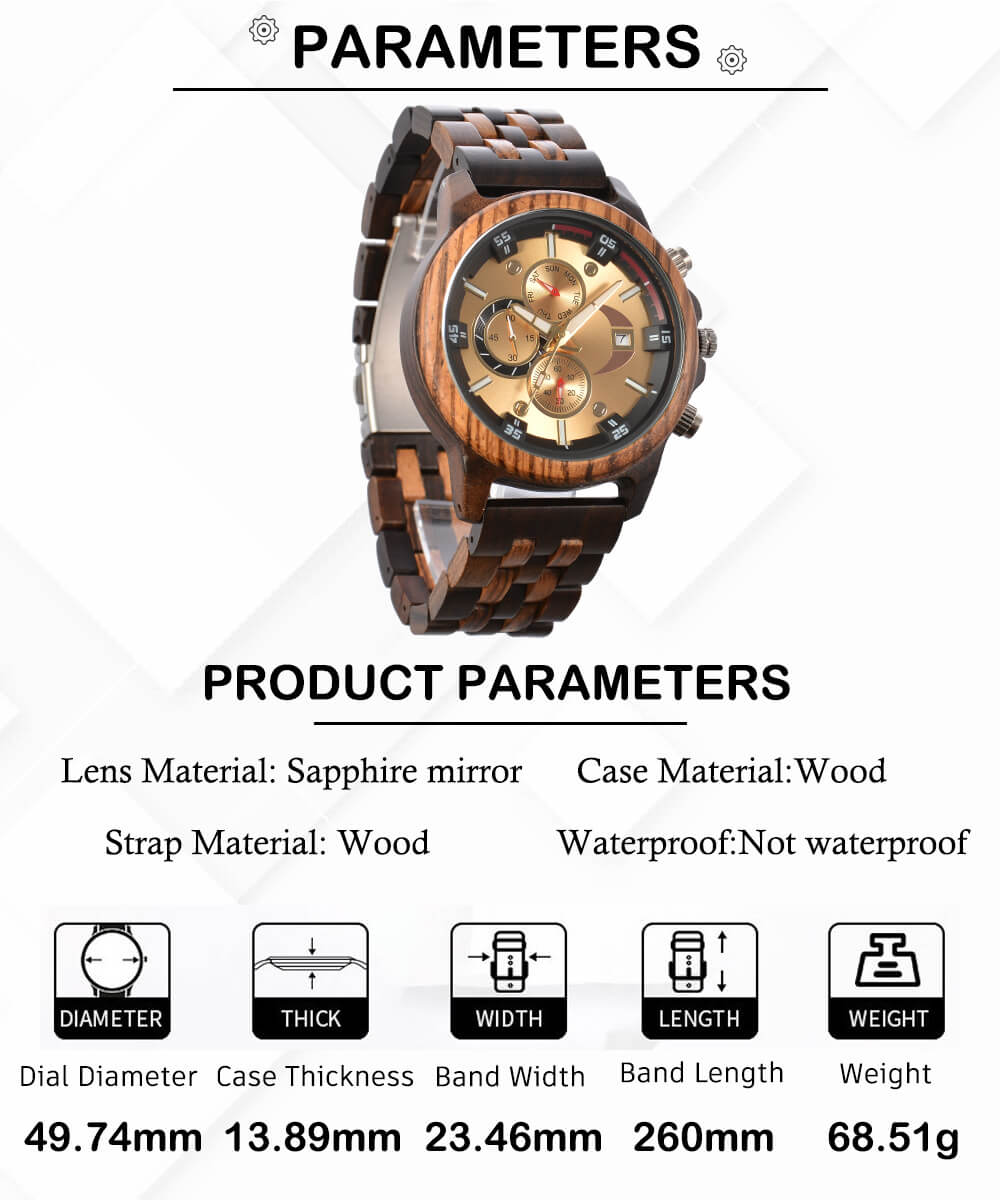 Triple Dial Wood Watch - WoodCraft4You