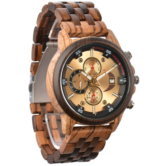 Triple Dial Wood Watch - WoodCraft4You