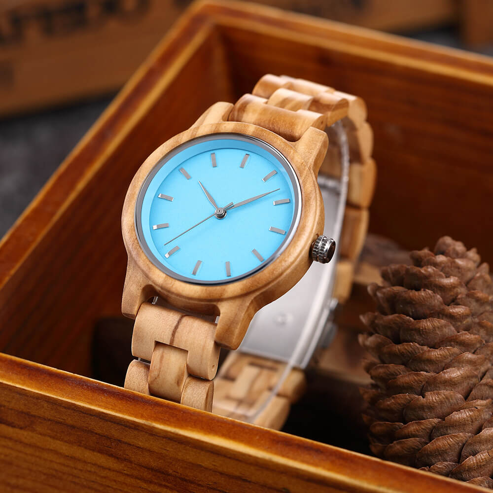 Women Wood Watch Blue - WoodCraft4You