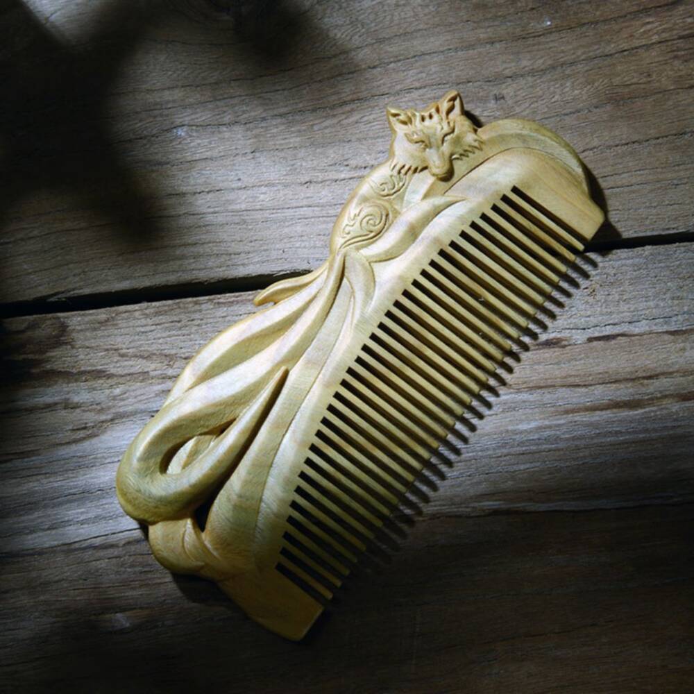 Wooden Beard Comb Fox Engraved - WoodCraft4You