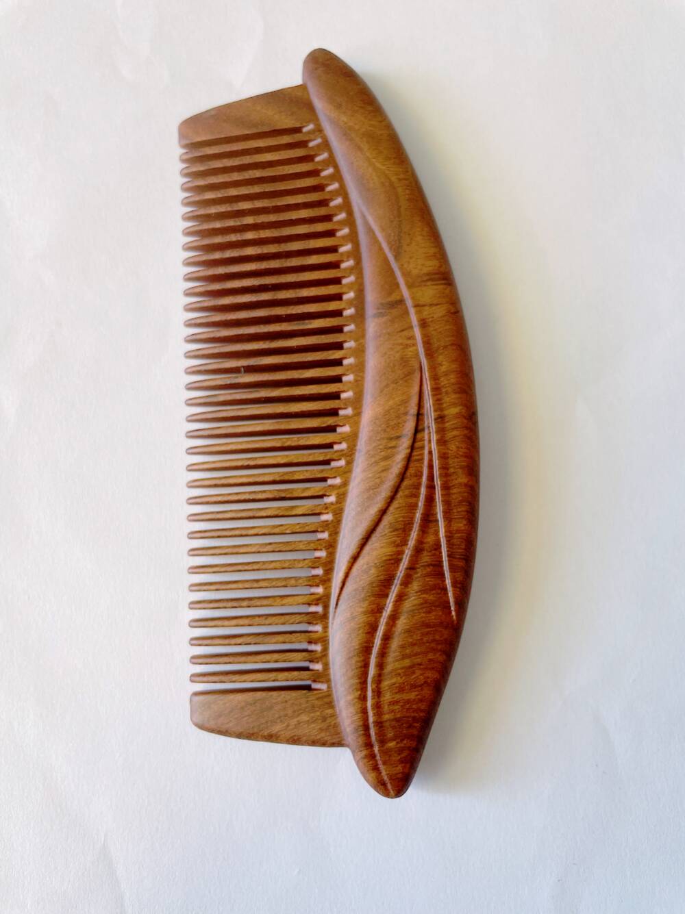 Wooden Comb For Hair Handmade Comb Leaf Engraved - WoodCraft4You