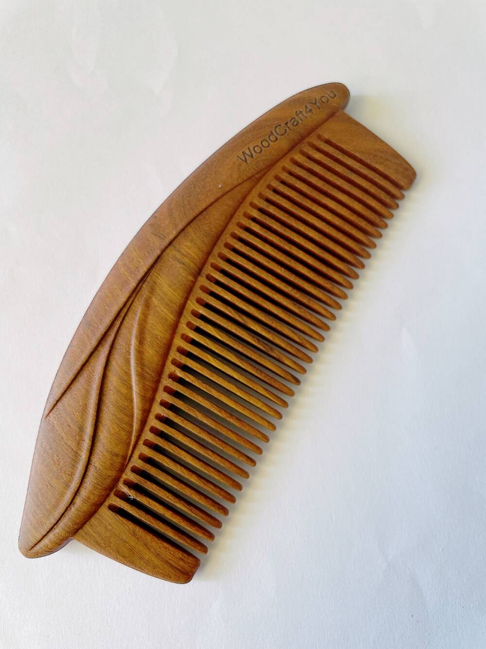 Wooden Comb For Hair Handmade Comb Leaf Engraved - WoodCraft4You